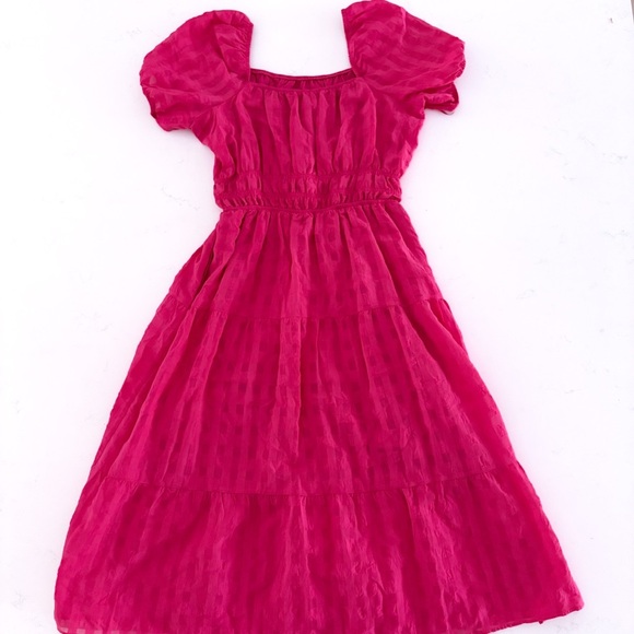NWOT Anthropologie Francesca Tiered Midi Dress Size Medium Petite. Hot pink - Picture 6 of 14